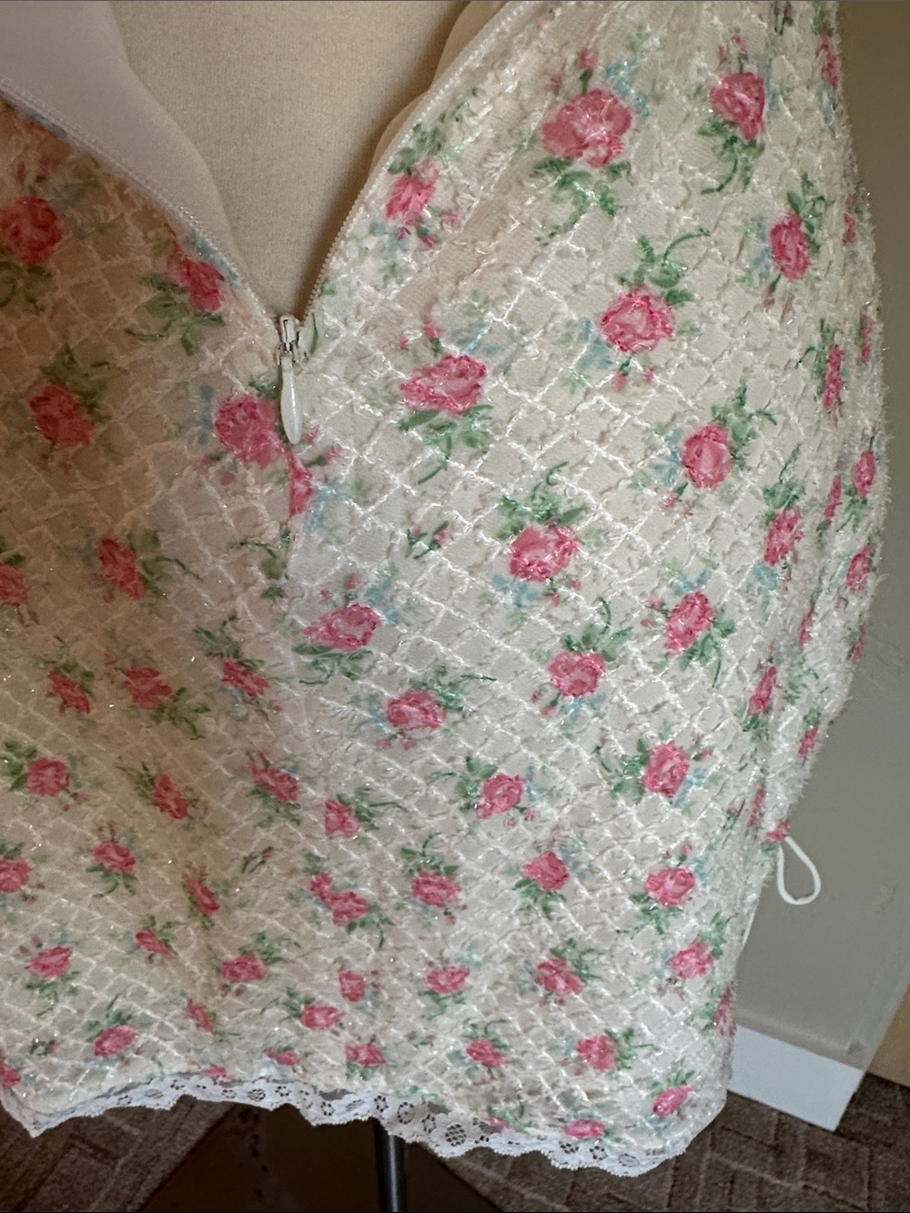 For Love & Lemons Cream Mini Dress with Pink Floral Print - Picture 13 of 13